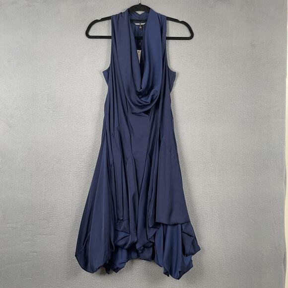 Samuel Dong Dresses & Skirts - Samuel Dong Dress Womens Small Midnight Blue Sleeveless Cowl Neck F14294 New